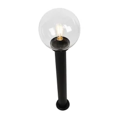 Lampadaire d'extérieur noir avec globe transparent 100 cm IP44 - Sfera