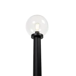 Lampadaire d'extérieur noir avec globe transparent 100 cm IP44 - Sfera