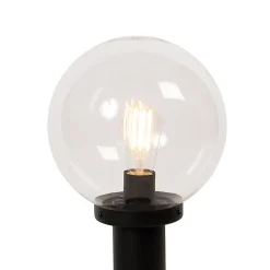 Lampadaire d'extérieur noir avec globe transparent 50 cm IP44 - Sfera