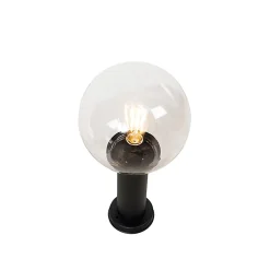 Lampadaire d'extérieur noir avec globe transparent 50 cm IP44 - Sfera