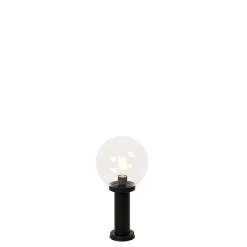 Lampadaire d'extérieur noir avec globe transparent 50 cm IP44 - Sfera