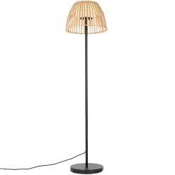 Lampadaire d'extérieur rustique noir avec bambou avec LED - Kaiser