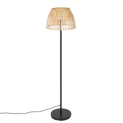 Lampadaire d'extérieur rustique noir avec bambou avec LED - Kaiser