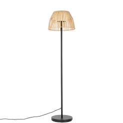 Lampadaire d'extérieur rustique noir avec bambou avec LED - Kaiser