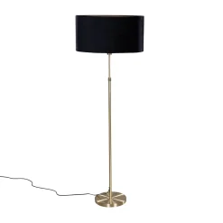 Lampadaire doré avec abat-jour en velours ovale noir 50 cm - Parte