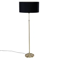 Lampadaire doré avec abat-jour en velours ovale noir 50 cm - Parte
