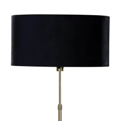 Lampadaire doré avec abat-jour en velours ovale noir 50 cm - Parte