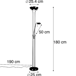 Lampadaire doré avec lampe de lecture avec LED et variateur - Diva 2