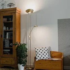 Lampadaire doré avec lampe de lecture avec LED et variateur - Diva 2