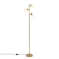 Lampadaire doré avec verre opale 3 lumières orientables - Anouk