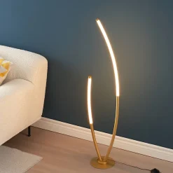Lampadaire doré deux arcs ultra design LED dimmable - Moa