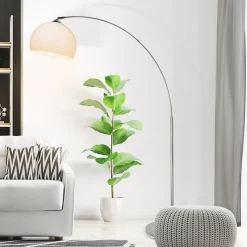 Lampadaire E27 Brilliant Vessa 60W en chrome et blanc - Éclairage moderne et élégant
