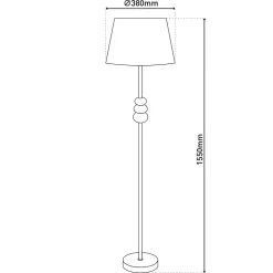 Lampadaire 'ELINA' hauteur 155 cm, D: 38 cm, métal noir/brun, abat-jour textile blanc, E27