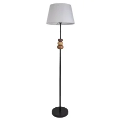 Lampadaire 'ELINA' hauteur 155 cm, D: 38 cm, métal noir/brun, abat-jour textile blanc, E27