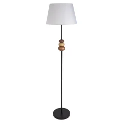 Lampadaire 'ELINA' hauteur 155 cm, D: 38 cm, métal noir/brun, abat-jour textile blanc, E27