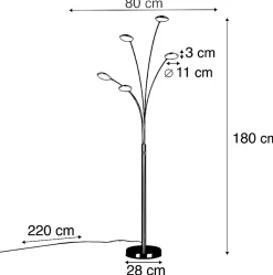 Lampadaire en acier avec LED et variateur tactile - Sixties Trento