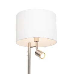 Lampadaire en acier avec abat-jour blanc et liseuse - Jelena