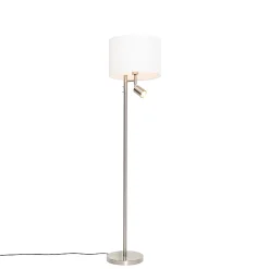 Lampadaire en acier avec abat-jour blanc et liseuse - Jelena