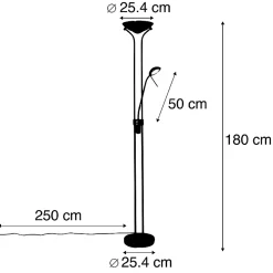 Lampadaire en acier avec lampe de lecture avec LED dimmable en Kelvin - Diva