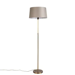 Lampadaire en bronze avec abat-jour en lin taupe 45 cm réglable - Parte