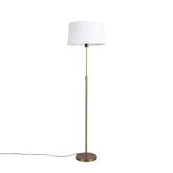 Lampadaire en bronze avec abat-jour en lin blanc 45 cm réglable - Parte