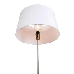 Lampadaire en bronze avec abat-jour en lin blanc 45 cm réglable - Parte