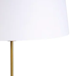 Lampadaire en bronze avec abat-jour en lin blanc 45 cm réglable - Parte