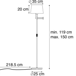 Lampadaire en bronze avec abat-jour blanc et bras réglable - Ladas Deluxe