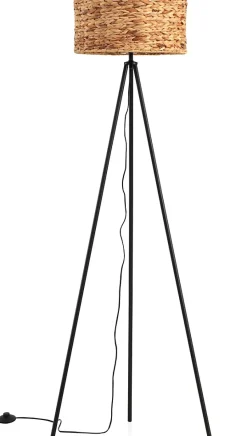 Lampadaire en fibres naturelles et base métallique