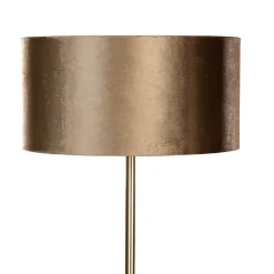 Lampadaire en laiton avec abat-jour en velours bronze 50 cm - Simplo