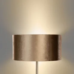 Lampadaire en laiton avec abat-jour en velours bronze 50 cm - Simplo