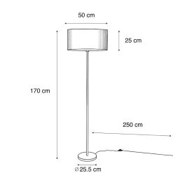 Lampadaire en laiton avec abat-jour en velours bronze 50 cm - Simplo