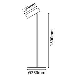 Lampadaire en métal avec finition noire sablée.