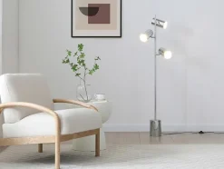 Lampadaire en métal chromé - 3 abat-jours - H. 155 cm - Chrome - KINLEY