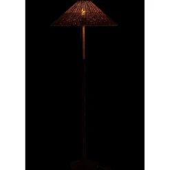 Lampadaire en métal et rotin noir et naturel 61x61x154 cm
