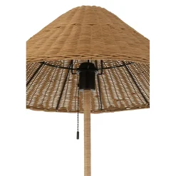 Lampadaire en métal et rotin noir et naturel 61x61x154 cm