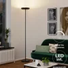 Lampadaire en métal noir mat LED intégrée 2500lm dimmable 35W ⌀30xH.181cm, Goodhome Songor