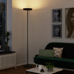 Lampadaire en métal noir mat LED intégrée 2500lm dimmable 35W ⌀30xH.181cm, Goodhome Songor