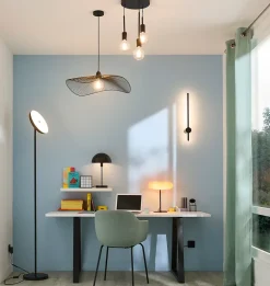 Lampadaire en métal noir mat LED intégrée 2500lm dimmable 35W ⌀30xH.181cm, Goodhome Songor