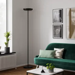 Lampadaire en métal noir mat LED intégrée 2500lm dimmable 35W ⌀30xH.181cm, Goodhome Songor