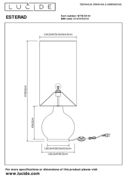 Lampadaire ESTERAD en verre avec 1xE27 - Jaune Ocre - Lucide