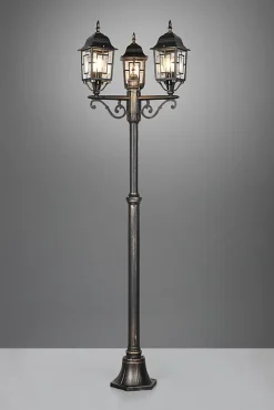 Lampadaire extérieur 3 lampes culot E27 fonte d'aluminium rouille antique - Trio - Volturno