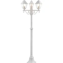 Lampadaire extérieur NISSIE blanc métal/verre 3xE27 60W