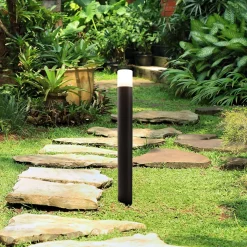 Lampadaire extérieur 'Torcia' hauteur 80 cm, en métal et plastique noir, E27