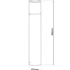 Lampadaire extérieur 'Torcia' hauteur 80 cm, en métal et plastique noir, E27