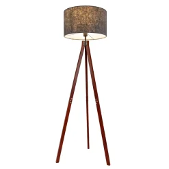 Lampadaire FILCO D 45cm H 147cm bois plastique brun gris douille E27 salon chambre a manger chambre style moderne