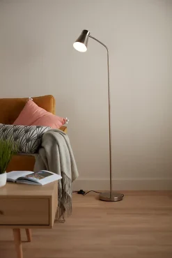 Lampadaire Hetange GoodHome E27 argent