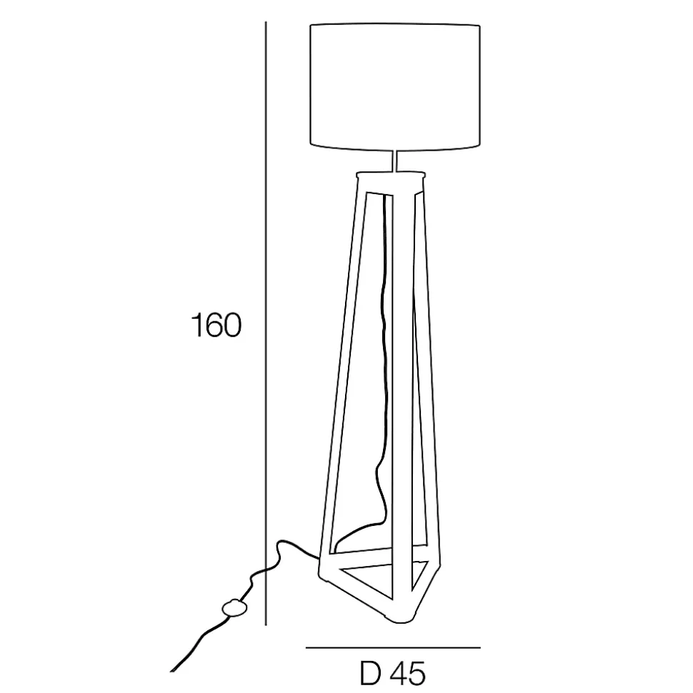 Lampadaire Honore Corep E27 IP20 60W bois foncé noir