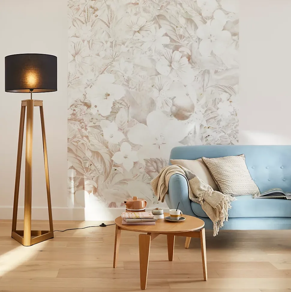 Lampadaire Honore Corep E27 IP20 60W bois foncé noir