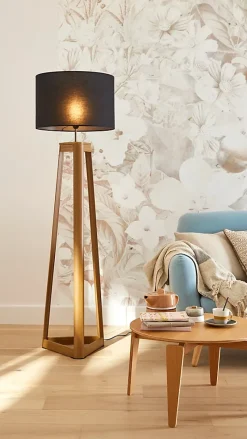 Lampadaire Honore Corep E27 IP20 60W bois foncé noir